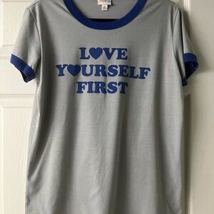 LuLaRoe Blue and Gray Tee